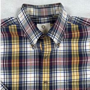 Viyella Mens Plaid Button Down Shirt Medium Cotton Wool Blend